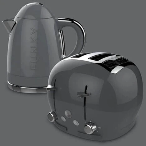 The Funky Appliance Company 1.7 Litre Kettle And 4 Slice Toaster Set Grey