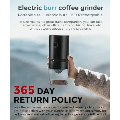 Portable Electric Coffee Grinder, Rechargeable Compact Grinder, Adjustable Ceramic Conical Burr, Fine Grind, Perfect For On The Go - Image 4