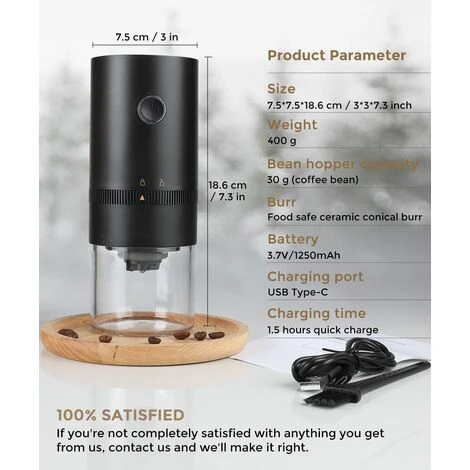 Portable Electric Coffee Grinder, Rechargeable Compact Grinder, Adjustable Ceramic Conical Burr, Fine Grind, Perfect For On The Go - Image 5