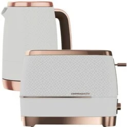 Beko Off White & Rose Gold Cosmopolis 1.7L Kettle And 2 Slice Toaster Set