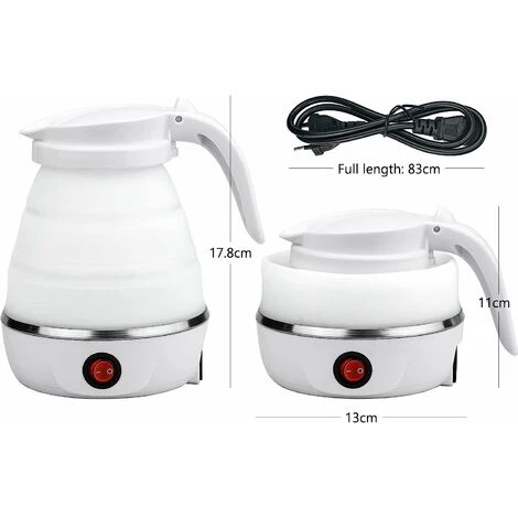 Collapsible Kettle 0.6L Silicone Travel Kettle Collapsible Electric Kettle, Mini Portable Kettle With Stainless Steel Bottom For Camping, Travel, Vacation 600w Fast Boil - Image 2