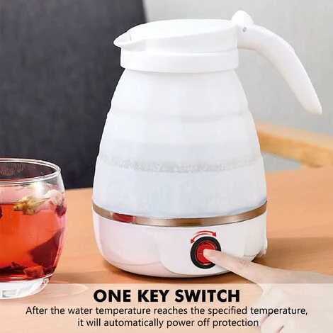 Collapsible Kettle 0.6L Silicone Travel Kettle Collapsible Electric Kettle, Mini Portable Kettle With Stainless Steel Bottom For Camping, Travel, Vacation 600w Fast Boil - Image 4