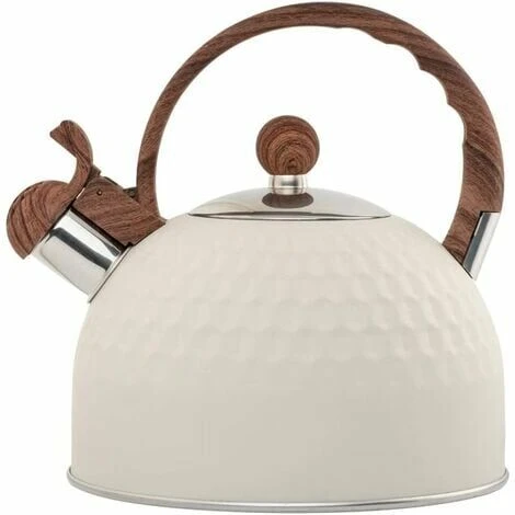 2.5 Liter Stainless Steel Whistling Kettle, Whistling Tea Kettle For Induction Gas Cookers, Easy To Clean, White
