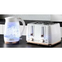 Goodmans Kettle & 4 Slice Toaster Set White Diamond & Rose Gold