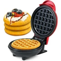 Mini Waffle Maker Machine For Individual Waffles, Paninis, Hash Browns Red