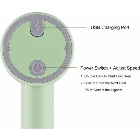 Detachable Double-Stick USB Egg Beater Portable Electric Egg Whisk Cordless 3-Speed Adjustable Stainless Steel Kitchen Mixer, Green - Image 3