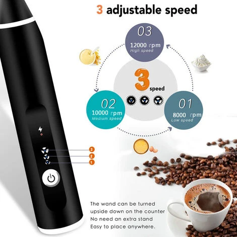 Rechargeable Electric Milk Frother With For Coffee, Matcha, Latte Cappuccino, Hot Chocolate - Image 3