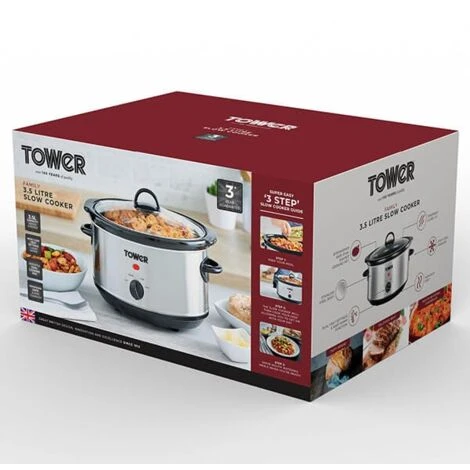 Tower 3.5 Litre Stainless Steel Slow Cooker - Image 2