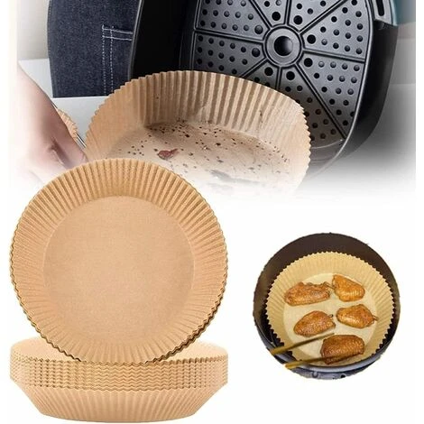 Disposable Air Fryer Paper Liner, 100 Pieces Disposable Non-Stick Air Fryer Baking Paper, Oil Resistant Air Fryer Baking Paper, Water Resistant Parchment For Microwave Cooking (50 Pieces - 7, 9 Inches