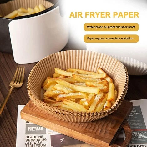 Disposable Air Fryer Paper Liner, 100 Pieces Disposable Non-Stick Air Fryer Baking Paper, Oil Resistant Air Fryer Baking Paper, Water Resistant Parchment For Microwave Cooking (50 Pieces - 7, 9 Inches - Image 2