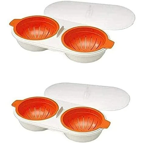 Microwave Egg Boiler Double Cup Double Layer Cookware (2 PSC)