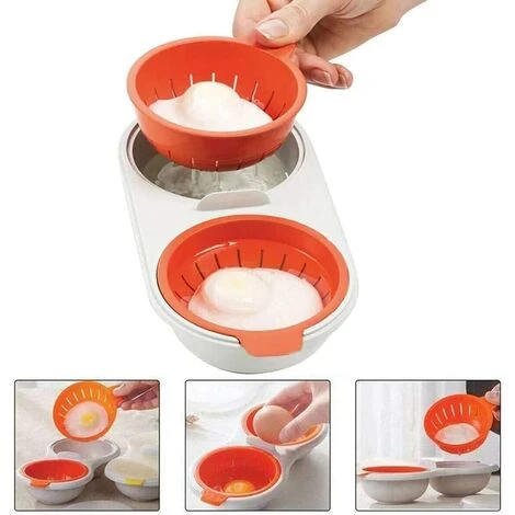 Microwave Egg Boiler Double Cup Double Layer Cookware (2 PSC) - Image 3