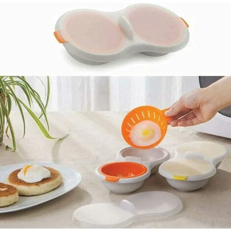 Microwave Egg Boiler Double Cup Double Layer Cookware (2 PSC) - Image 5