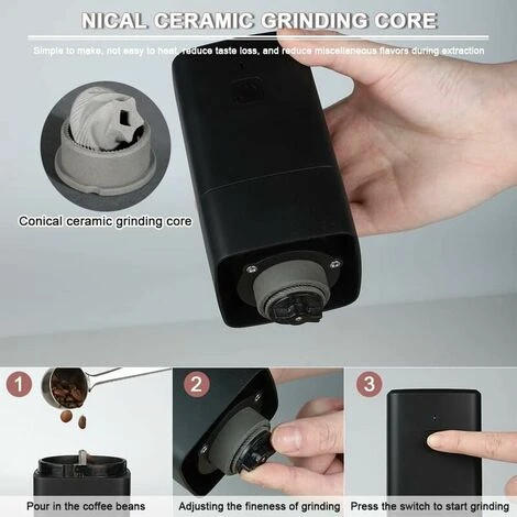 Portable Electric Coffee Grinder, Coffee Grinder 1300mAh USB Rechargeable Coffee Grinder With Brush For Coffee Beans, Spices, Nuts - Image 4