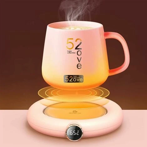 Coffee Mug Warmer, Automatic Shut Off USB Cup Warmer, Electric Beverage Heater, Tea Drink Heater Tray Mug Pad Heating Coaster Pad 220V (Pink) - Image 2