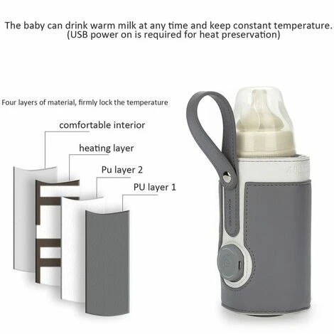Milk Bottle Cover USB Bottle Warmer Bag - Easy To Use Milk Bottle Warmer, Lightweight Portable Baby Bottle Warmer - Image 3