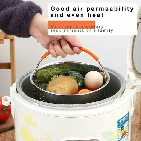 Stainless Steel Steamer Basket Instant Steamer Basket With Silicone Covered Handle Cooking Vegetables And Food - Image 4