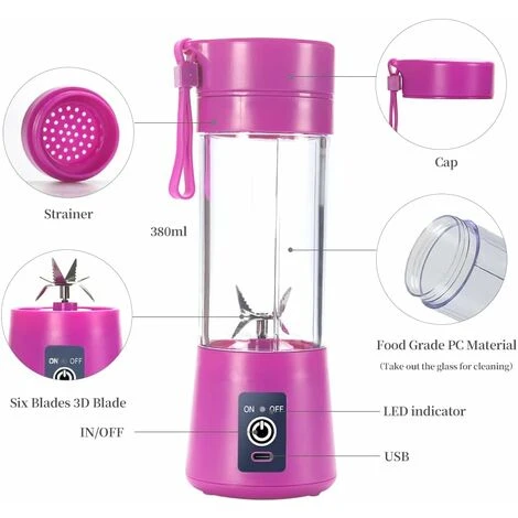 Portable Blender, Electric USB Blender, Mini Portable Blender, 380ml - Image 2