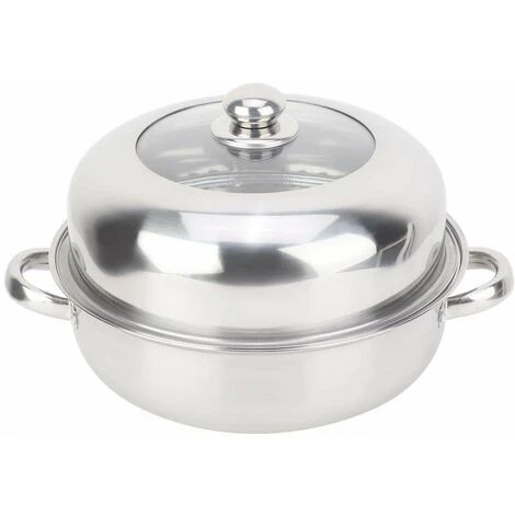 28CM Stainless Steel Steamer Basket Stockpot Pot Steel Single Layer Stockpot Hotpot Food Steamer Pot Kitchen Cookware Household Cooking