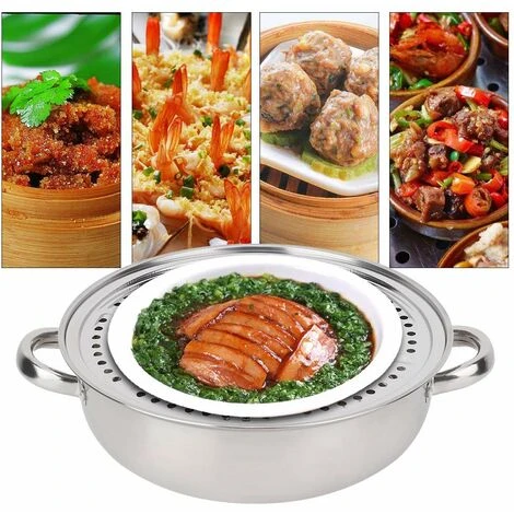 28CM Stainless Steel Steamer Basket Stockpot Pot Steel Single Layer Stockpot Hotpot Food Steamer Pot Kitchen Cookware Household Cooking - Image 3