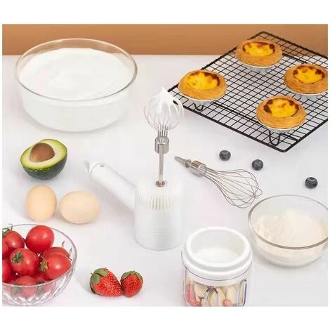 Blender Household Electric Portable Cordless Egg Beater Multifunction Creamer Cooking Whisk White - Image 5