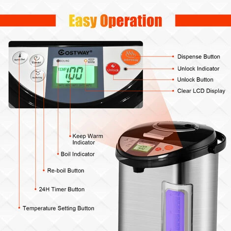 5L Adjustable Instant Hot Water Dispenser Electric Hot Pot Kettle W/Auto-Cut Off - Image 2