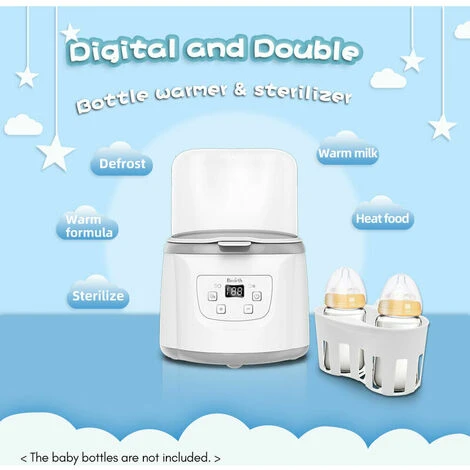 In 1 Baby Bottle Warmer Baby Bottle Steam Sterilizer Fast Baby Food Warmer 2 Bottle Capacity Adjustable Temperature With LED Display For Baby Bottles, EU 400W - Image 3