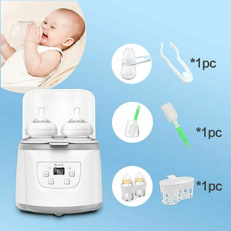 In 1 Baby Bottle Warmer Baby Bottle Steam Sterilizer Fast Baby Food Warmer 2 Bottle Capacity Adjustable Temperature With LED Display For Baby Bottles, EU 400W - Image 4