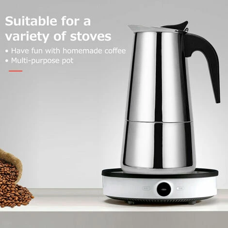 Stainless Steel Coffee Maker Portable Electric Coffee Maker Mocha Latte Stove Espresso Filter Pot European Coffee Cup (300ml) - Image 5