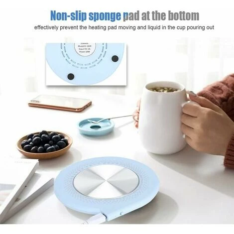 Mug Warmer, Versatile Heating Pad, Home Office Coffee Cup Warmer, USB Coaster Cup Warmer Plate(Blue) - Image 4