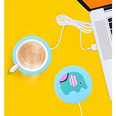 LITZEE Cup Warmer 1pcs Cup Warmer Drink Coaster, Cartoon Silicone USB Cup Warmer Coaster Coffee Cup Electric Heating Pad Drink Coaster Drink Warmer Pad Portable Coffee Tea Pad For Home, Office。Blue - Image 2