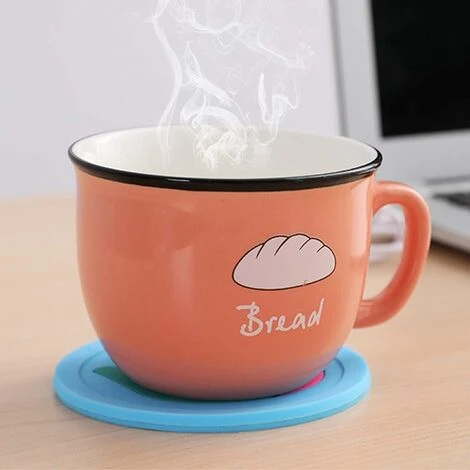 LITZEE Cup Warmer 1pcs Cup Warmer Drink Coaster, Cartoon Silicone USB Cup Warmer Coaster Coffee Cup Electric Heating Pad Drink Coaster Drink Warmer Pad Portable Coffee Tea Pad For Home, Office。Blue - Image 4