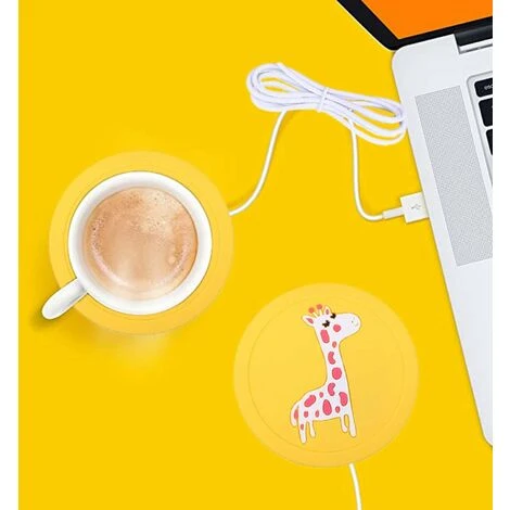LITZEE Cup Warmer 1pcs Cup Warmer Mat Drink Coaster, Cartoon Silicone USB Cup Warmer Coaster Coffee Cup Electric Heating Pad Drink Coaster Drink Warmer Pad Portable Coffee Tea Pad For Home, Office。Yel - Image 2