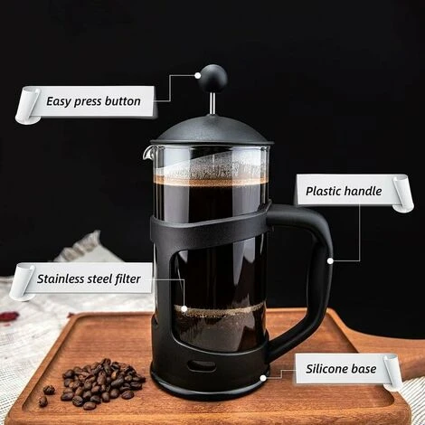 2 Cup French Press, French Press, Perfect For Coffee Lovers, Morning Coffee, Maximum Flavor Coffee Maker With Stainless Steel Filter, 12oz/350ML - Image 2