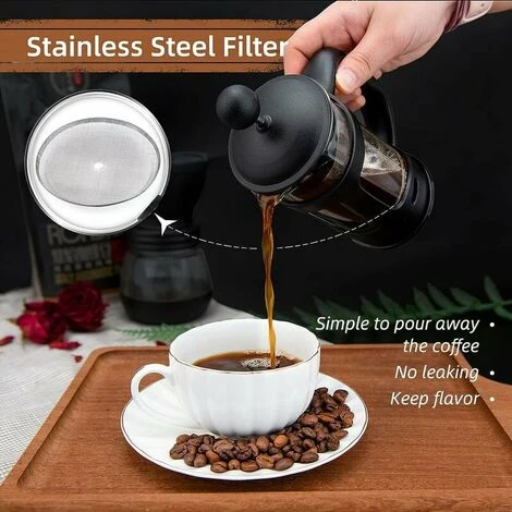 2 Cup French Press, French Press, Perfect For Coffee Lovers, Morning Coffee, Maximum Flavor Coffee Maker With Stainless Steel Filter, 12oz/350ML - Image 4