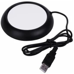 USB Wood Grain Cup Warmer Heat Beverage Warmer Desktop Tea Cup Mat Heating Pad Black