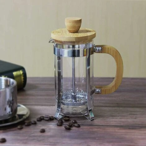French Press Coffee Maker, 350ml 12oz 1-2 Cup French Press, Small Borosilicate Glass Tea Press With Bamboo Handle - Image 2