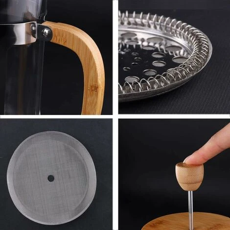 French Press Coffee Maker, 350ml 12oz 1-2 Cup French Press, Small Borosilicate Glass Tea Press With Bamboo Handle - Image 3