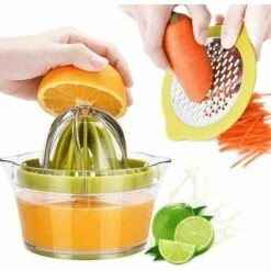 Manual Lemon Citrus Orange Citrus Juicer With Built-in Measuring Cup And Grater, 12 Oz, Green