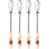Small Whisks Stainless Steel Handle Mini Small Mixing Balloon Wire Whisks Ceramic Whisk (4 Pieces)
