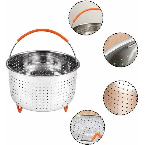 Stainless Steel Steamer Basket, 3L Vegetable Steamer Basket, Pressure Cooker Steamer Basket, Instant Steamer Basket, With Silicone Covered Handle, For Cooking Vegetables And Foods - Image 2