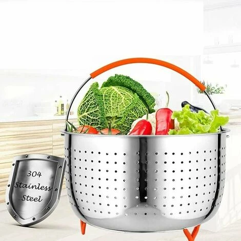 Stainless Steel Steamer Basket, 3L Vegetable Steamer Basket, Pressure Cooker Steamer Basket, Instant Steamer Basket, With Silicone Covered Handle, For Cooking Vegetables And Foods - Image 5