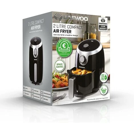 Daewoo 2L Single Pot Air Fryer Compact Black 80 To 200°C SDA1599GE - Image 5