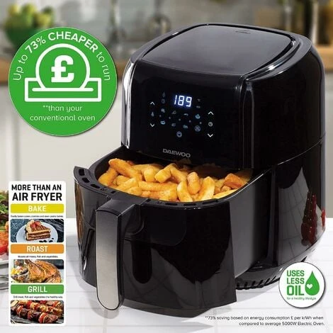 Daewoo Digital Healthy Living Air Fryer 5.5 Litre Capacity SDA1804GE – Black - Image 2