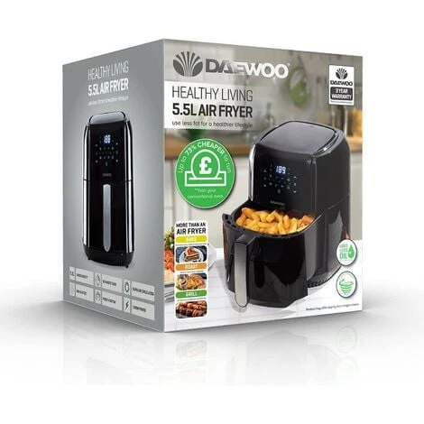 Daewoo Digital Healthy Living Air Fryer 5.5 Litre Capacity SDA1804GE – Black - Image 4