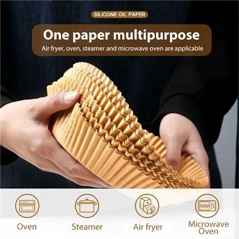 Air Fryer Disposable Paper Liner Non-Stick Baking Paper Food Grade Parchment Paper Oil-Proof Baking Accessories-100pcs ZQYRLAR - Image 4