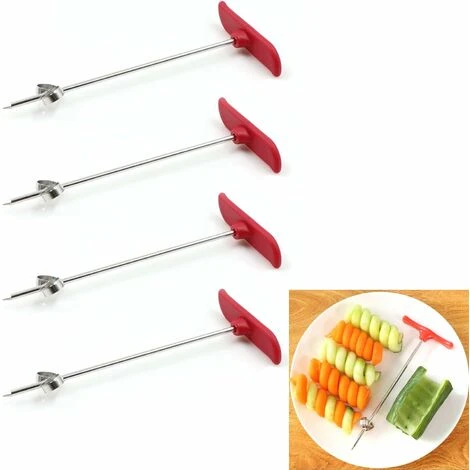 Vegetable Spiral Cutter - 4 PCS Manual Fruit Spiralizer, Stainless Steel Spiral Carving Tool Screw Cutter For Potato, Carrot, Cucumber