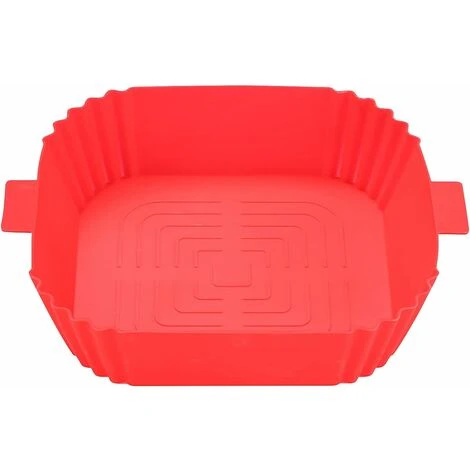 Silicone Air Fryer Basket Air Fryer Silicone Pot Reusable Silicone Basket 19.5cm Air Fryer Essential Accessory For Hot Air Fryer Microwave Frying Pan(Red) ZQYRLAR