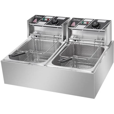 Electric Fryer 2500W 220-240V 12.7QT/12L Stainless Steel Double Cylinder Electric Fryer UK Plug - Image 3