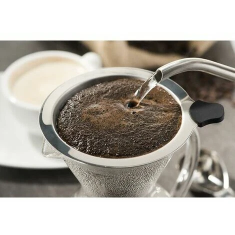 1 Pack Pour-Over Coffee Maker Set With Coffee Measure And Cork Stopper - Stylish Drip Coffee Maker With Glass Carafe And Permanent Stainless Steel Filter (500ml) - Image 5